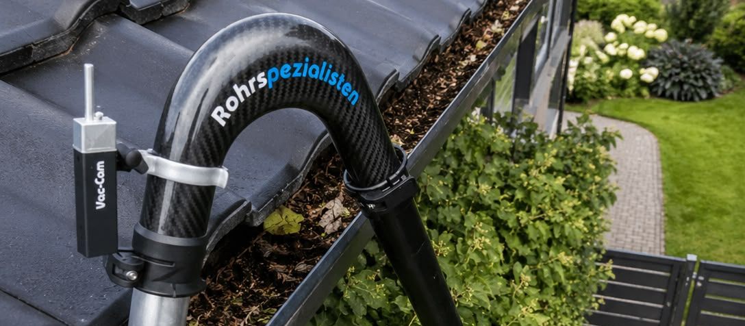 Volle Dachrinne vor der Reinigung